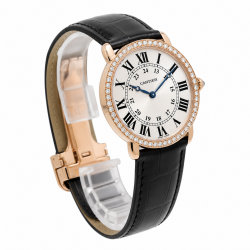 Cartier Ronde Louis 36MM WR000651 Diamond Bezel Watch